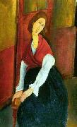 Amedeo Modigliani Jeanne Hebuterne in Red Shawl oil on canvas